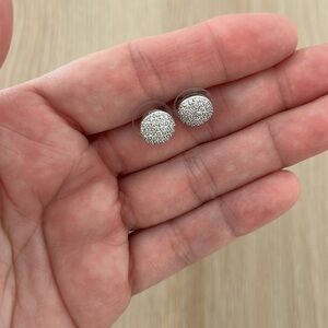 Pave earrings studs 14k White Gold